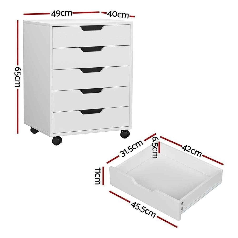 Studio Mobile 5-Drawer Storage Cabinet | Matte White