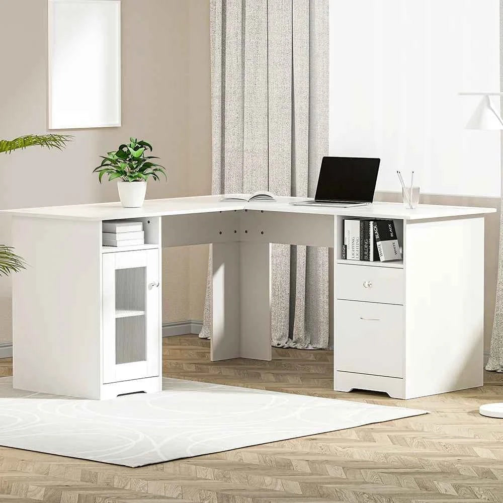 Studio Executive Command Center | 150cm L-Shape Matte White
