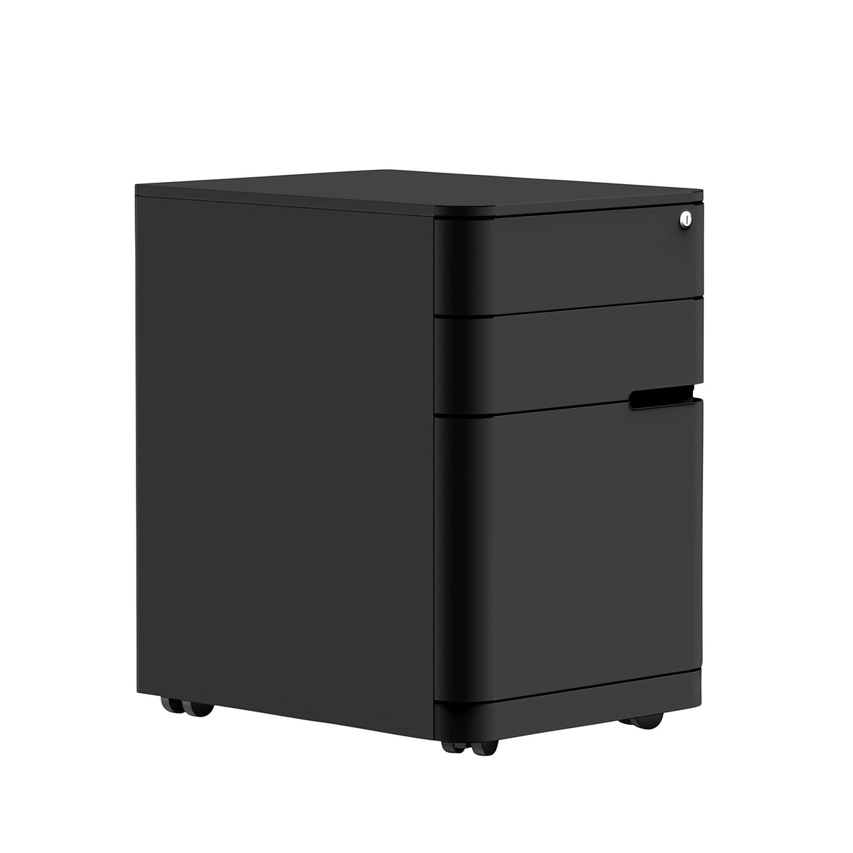 Cloud Office Studio Buro MyWorkSpace 3-drawer mobile pedestal in matte black powder-coated steel with lockable castors.
