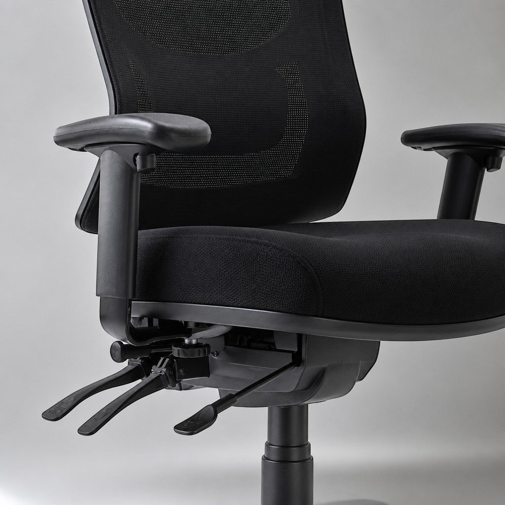 Cloud Office Studio Buro Metro II 24/7 ergonomic office chair with black mesh back and adjustable seat levers
