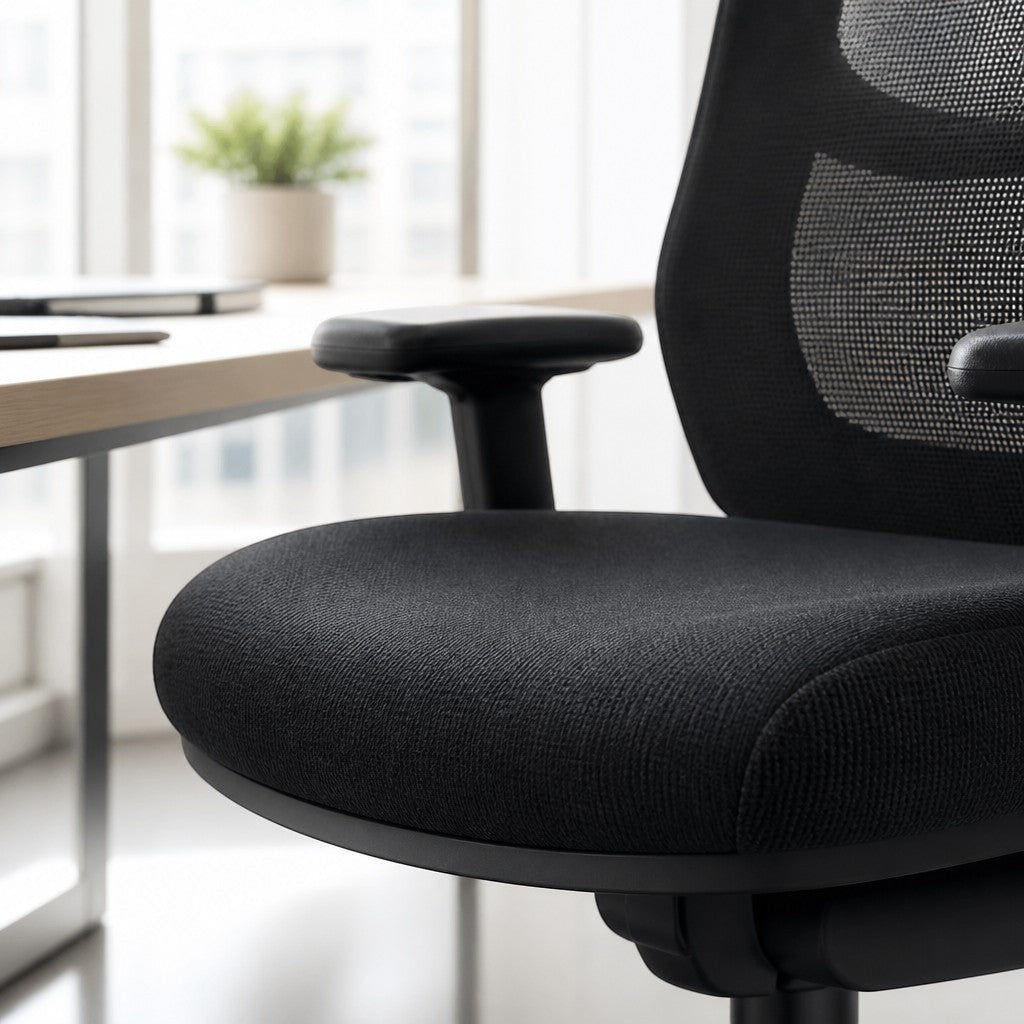 Cloud Office Studio Buro Metro II 24/7 ergonomic office chair with black mesh back and cushioned seat in a workspace