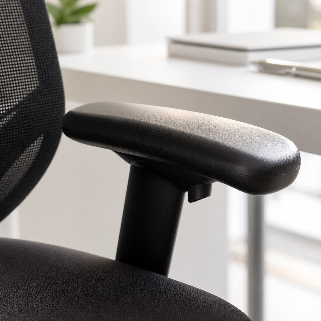 Close-up of the premium, contoured 4D adjustable armrest pad on the Buro Metro II ergonomic chair.