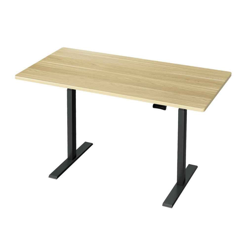 Dual Motor Electric Standing Desk - 140cm x 70cm (Oak/Black)