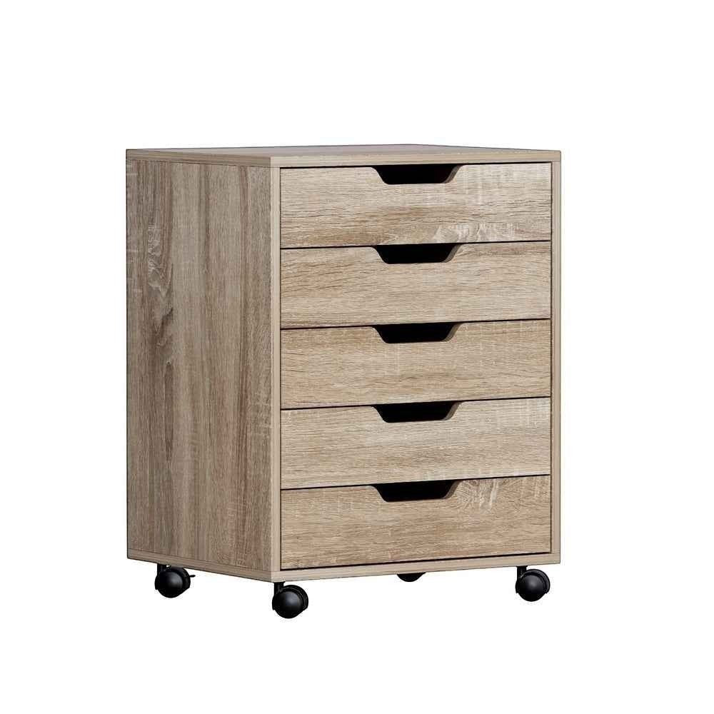 Studio Mobile 5-Drawer Storage Cabinet | Textured Beige