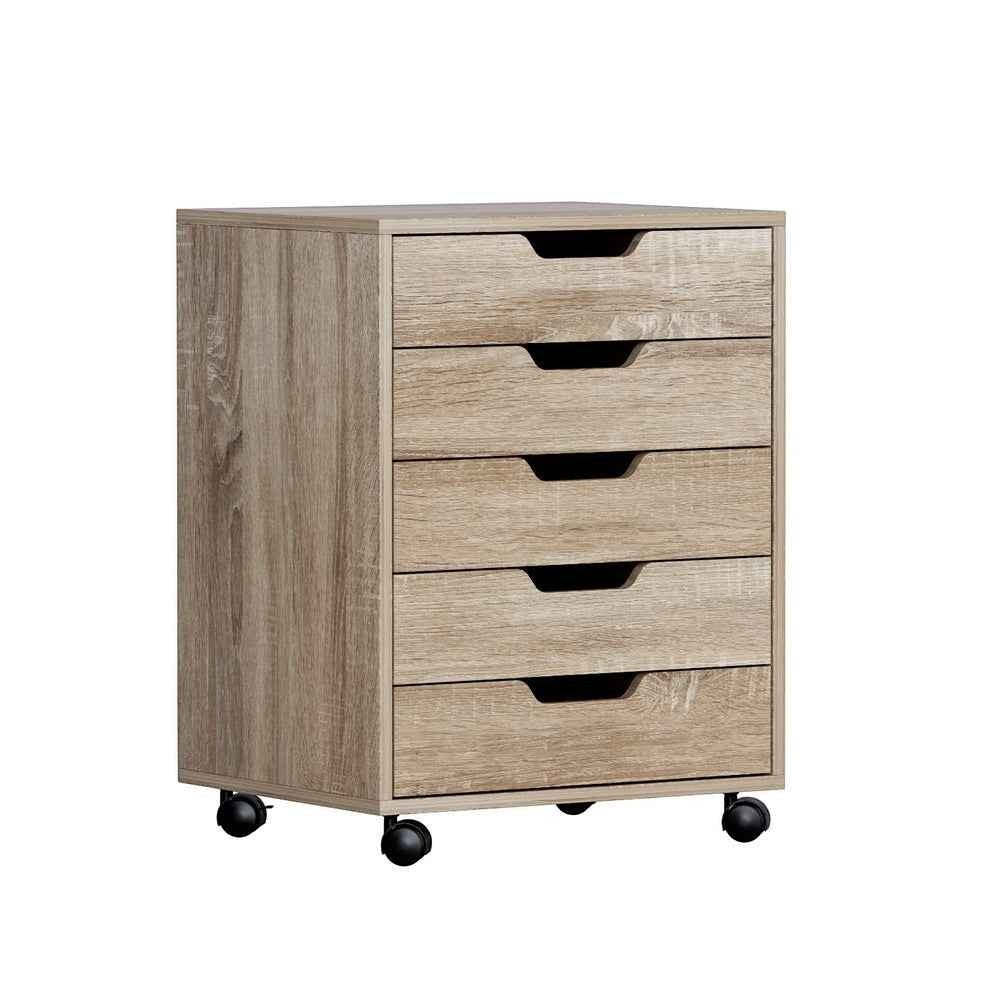 Studio Mobile 5-Drawer Storage Cabinet | Textured Beige
