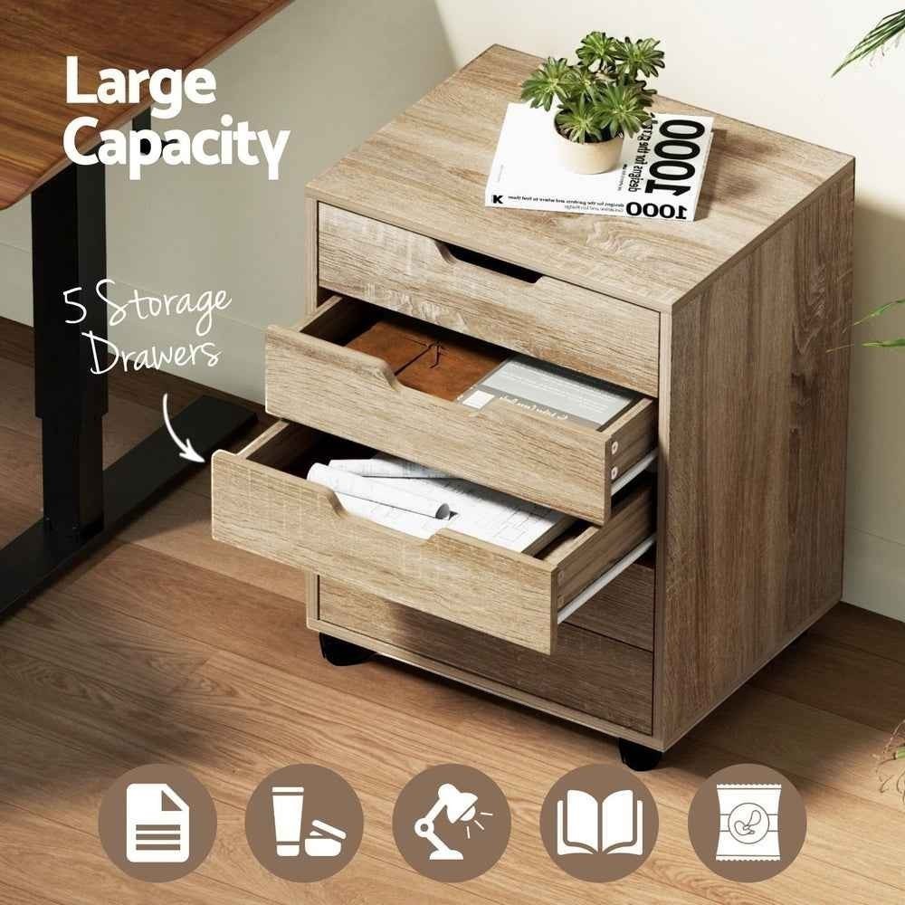 Studio Mobile 5-Drawer Storage Cabinet | Textured Beige