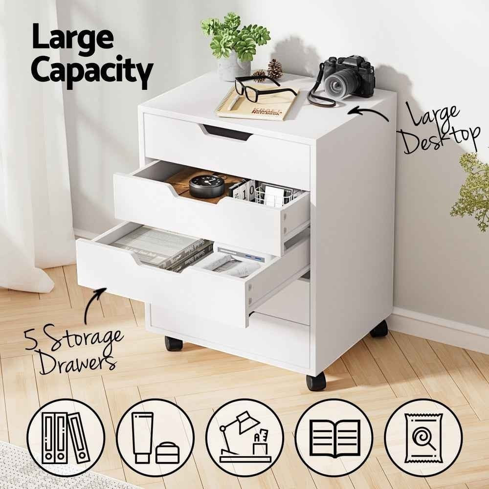 Studio Mobile 5-Drawer Storage Cabinet | Matte White
