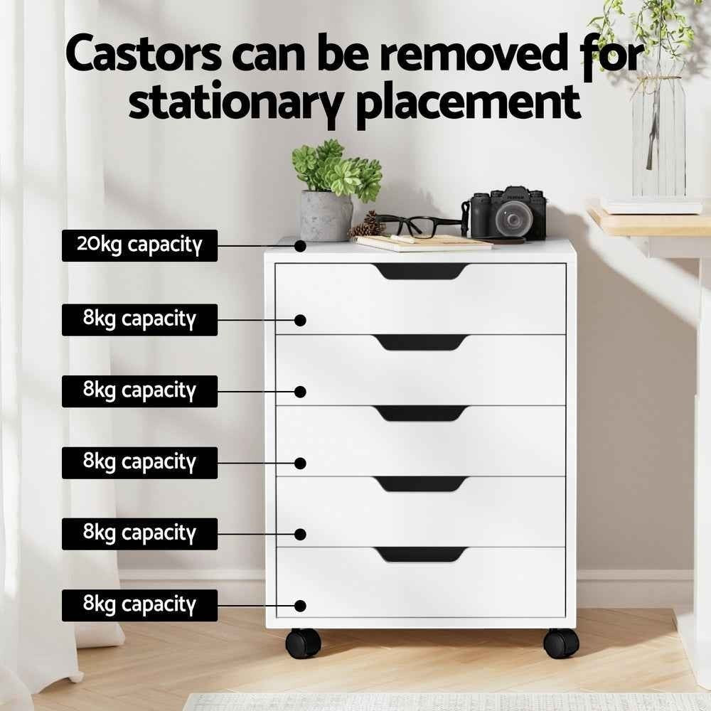 Studio Mobile 5-Drawer Storage Cabinet | Matte White