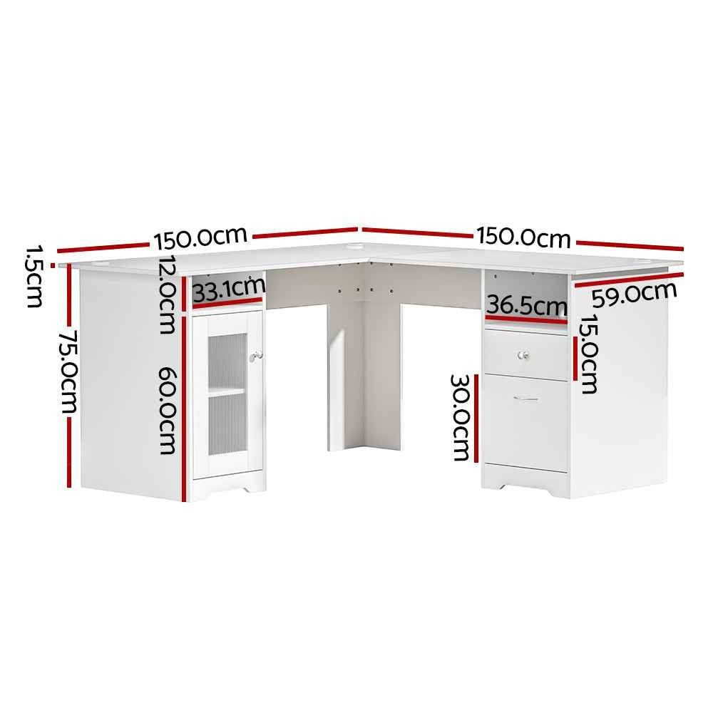 Studio Executive Command Center | 150cm L-Shape Matte White