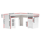 Studio Executive Command Center | 150cm L-Shape Matte White