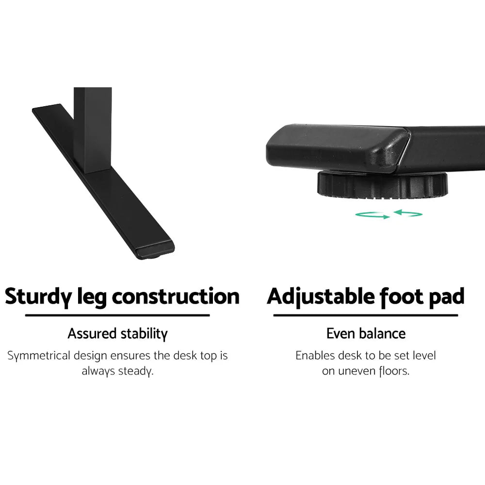 Detail shot highlighting the sturdy carbon steel leg construction and adjustable leveling foot pads.