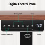 Digital LED height control panel with programmable memory presets for a dual-motor electric desk.