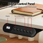 Close-up of the premium digital control panel with memory presets under the white corner desktop.