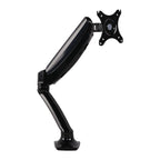 Angled back view of the Studio single gas-spring monitor arm desk mount in black.