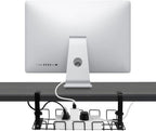 Rear view of a computer monitor on a clean desk, demonstrating the clutter-free aesthetic provided by the cable management system.