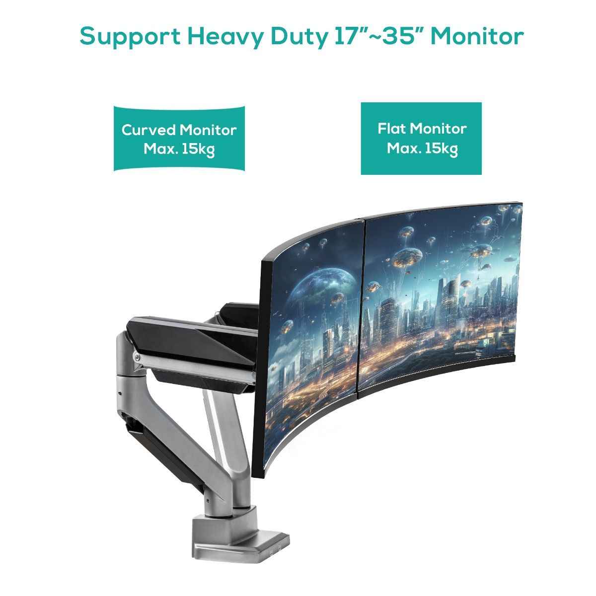Studio Pro Heavy-Duty Dual Monitor Arm | Space Grey