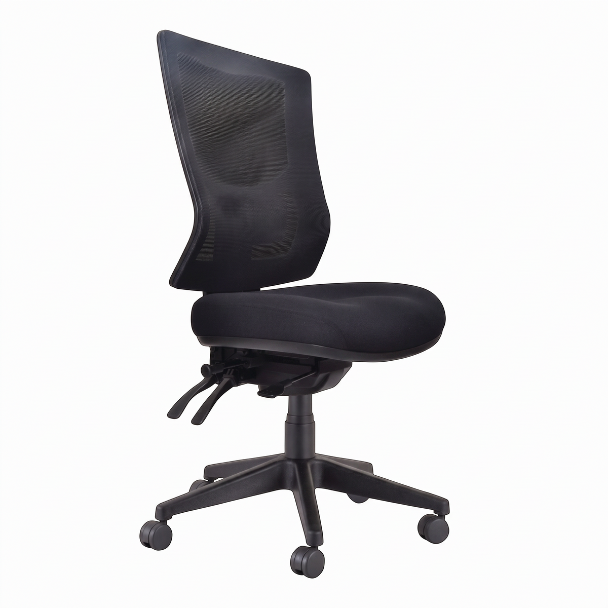 Cloud Office Studio Buro Metro II 24/7 black high back ergonomic office chair with mesh back and 3-lever mechanism