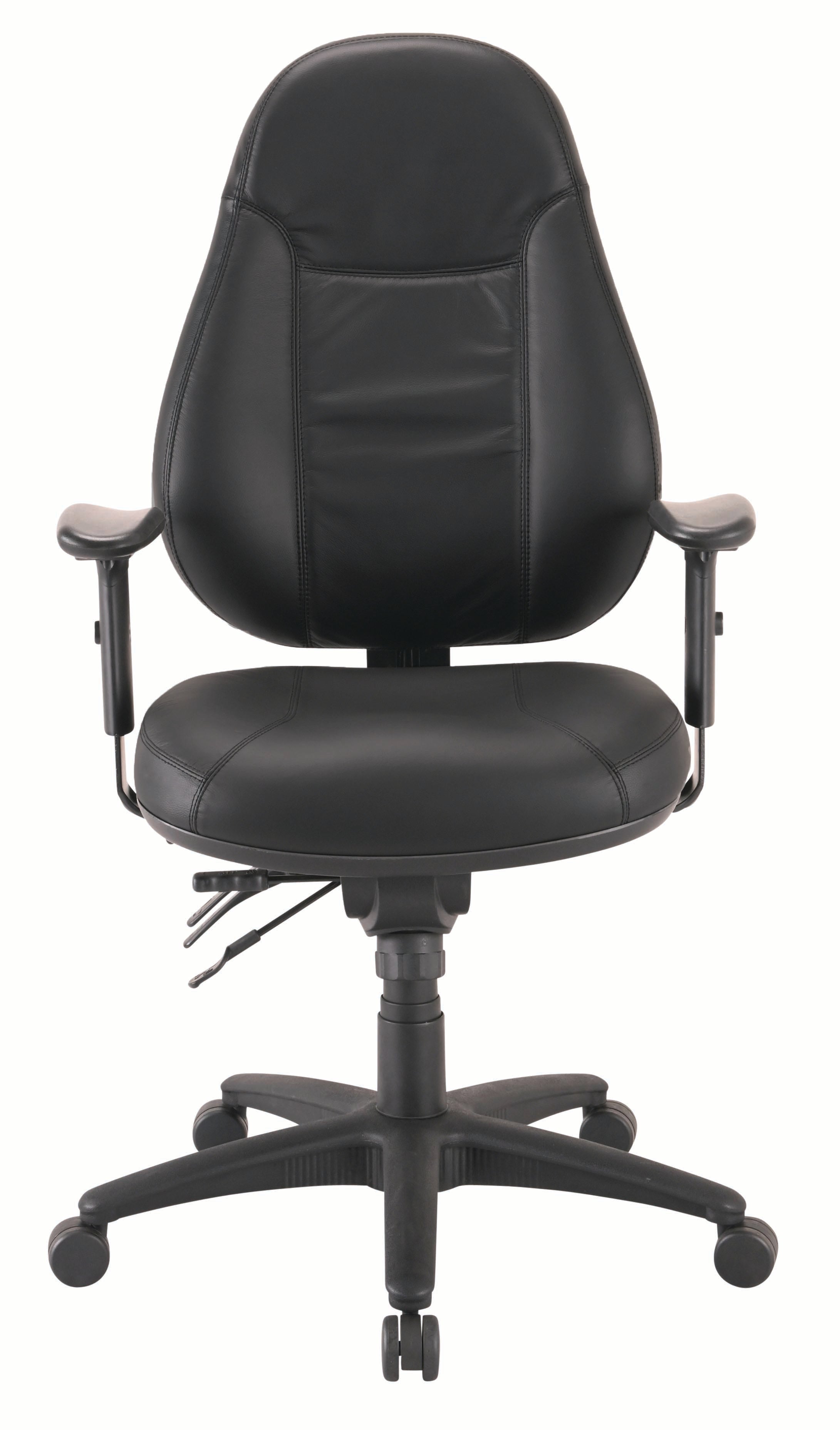 Cloud Office Studio Buro Persona 24/7 heavy-duty black leather ergonomic executive chair with adjustable armrests.