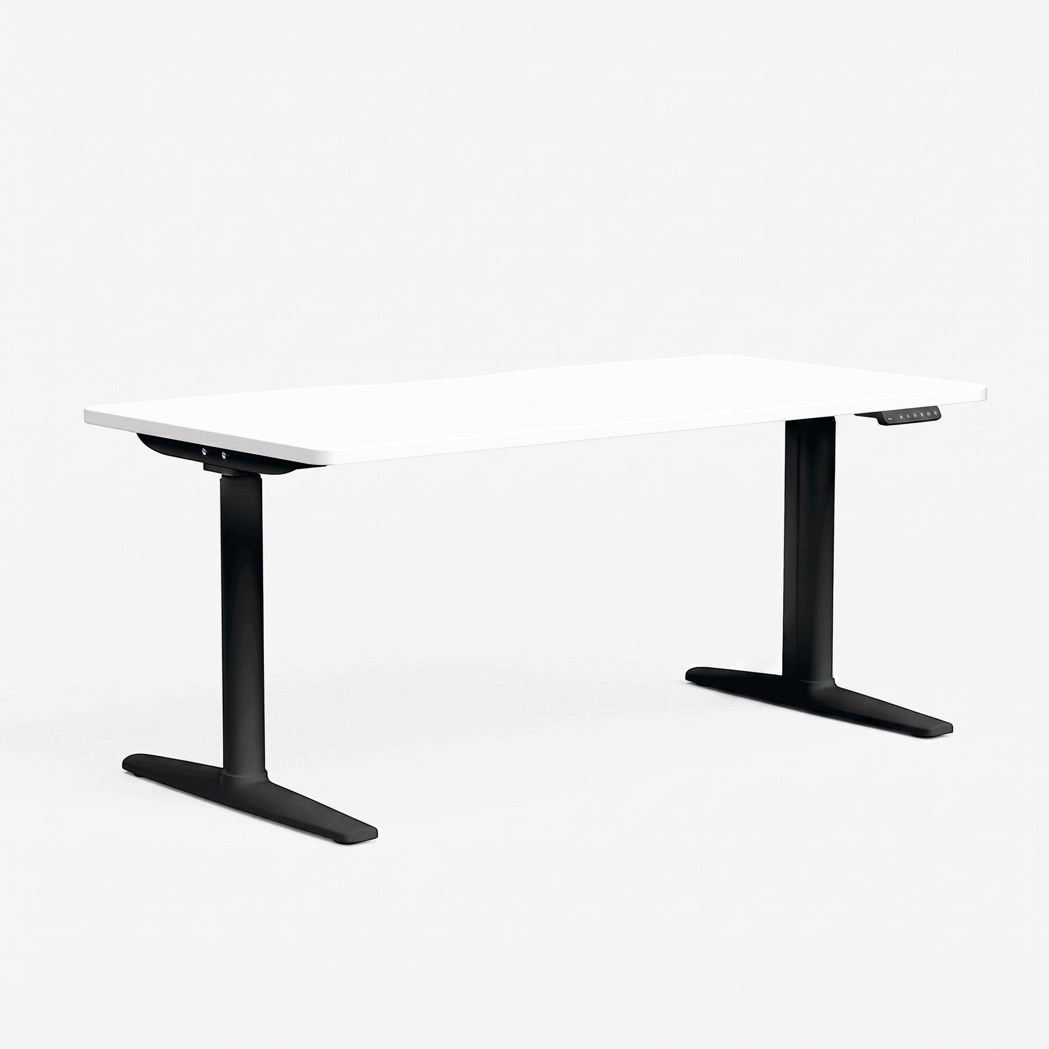 Cloud Office Studio Buro Syntra heavy-duty standing desk with a white rectangular top and black dual-motor frame.