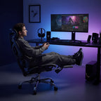 Cloud Office Studio Slate Grey Ergo-Mesh Executive Chair with retractable footrest and 135-degree recline.